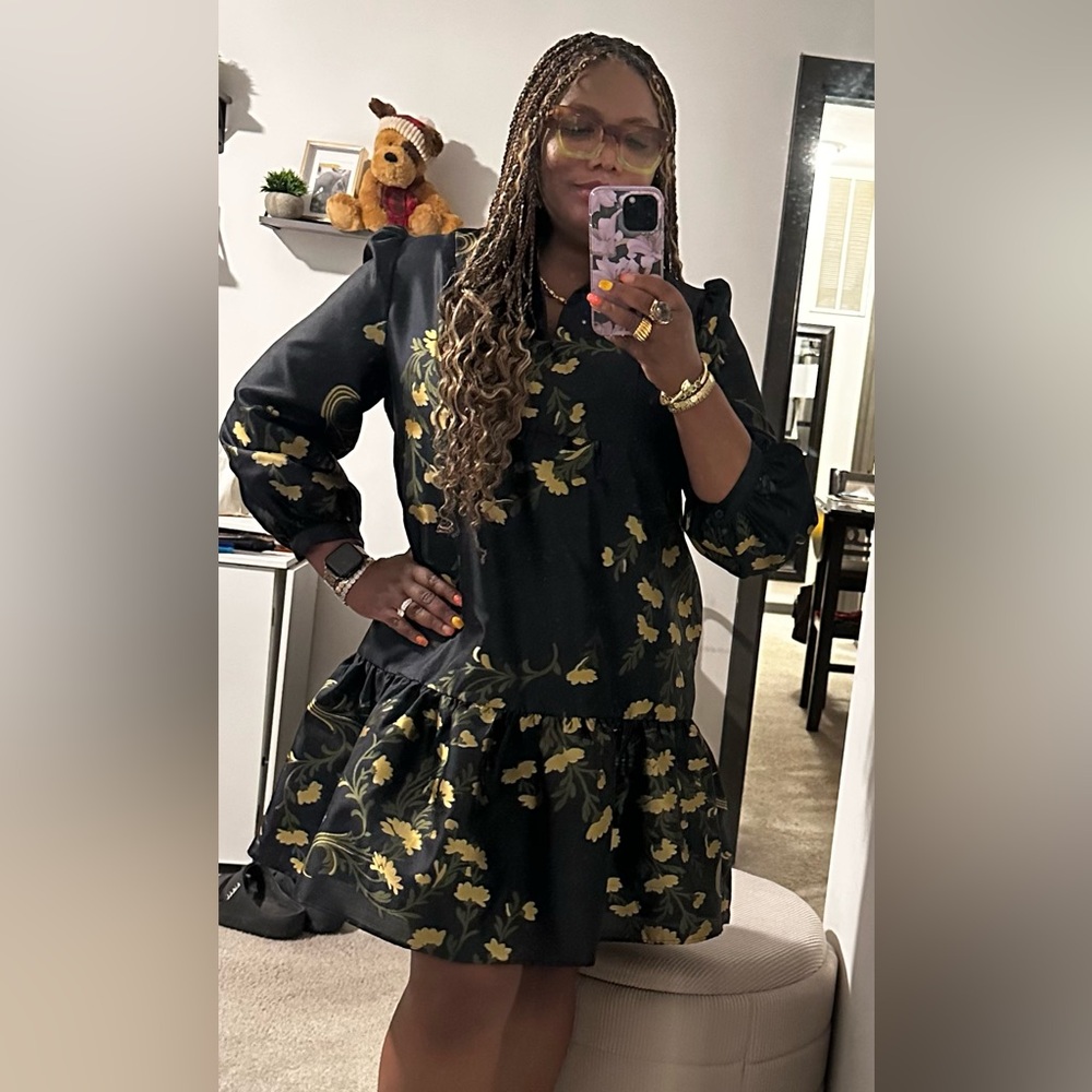 Tuckernuck Black and Gold Floral Dress